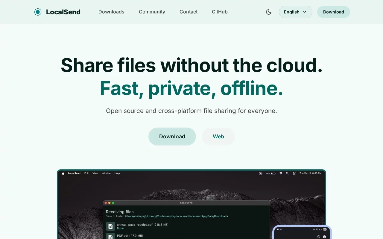 LocalSend 网站预览