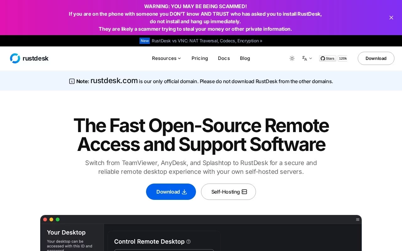 RustDesk 网站预览