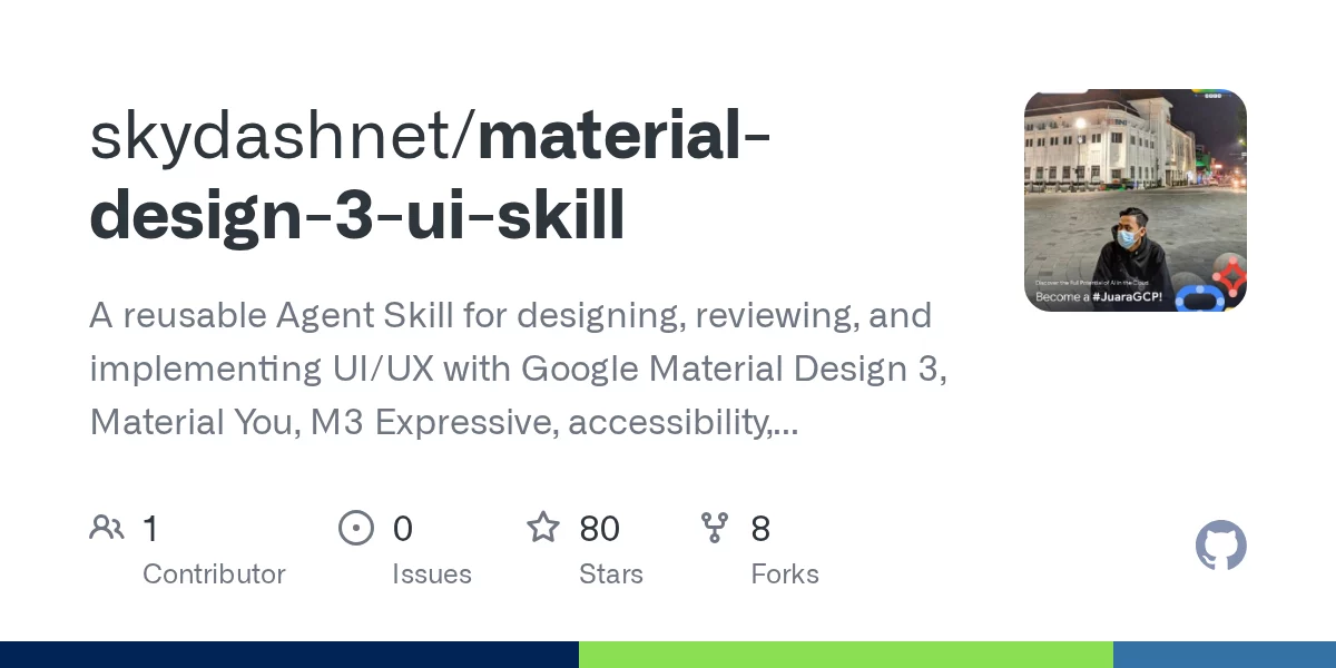 Material Design 3 UI/UX Skill 网站预览
