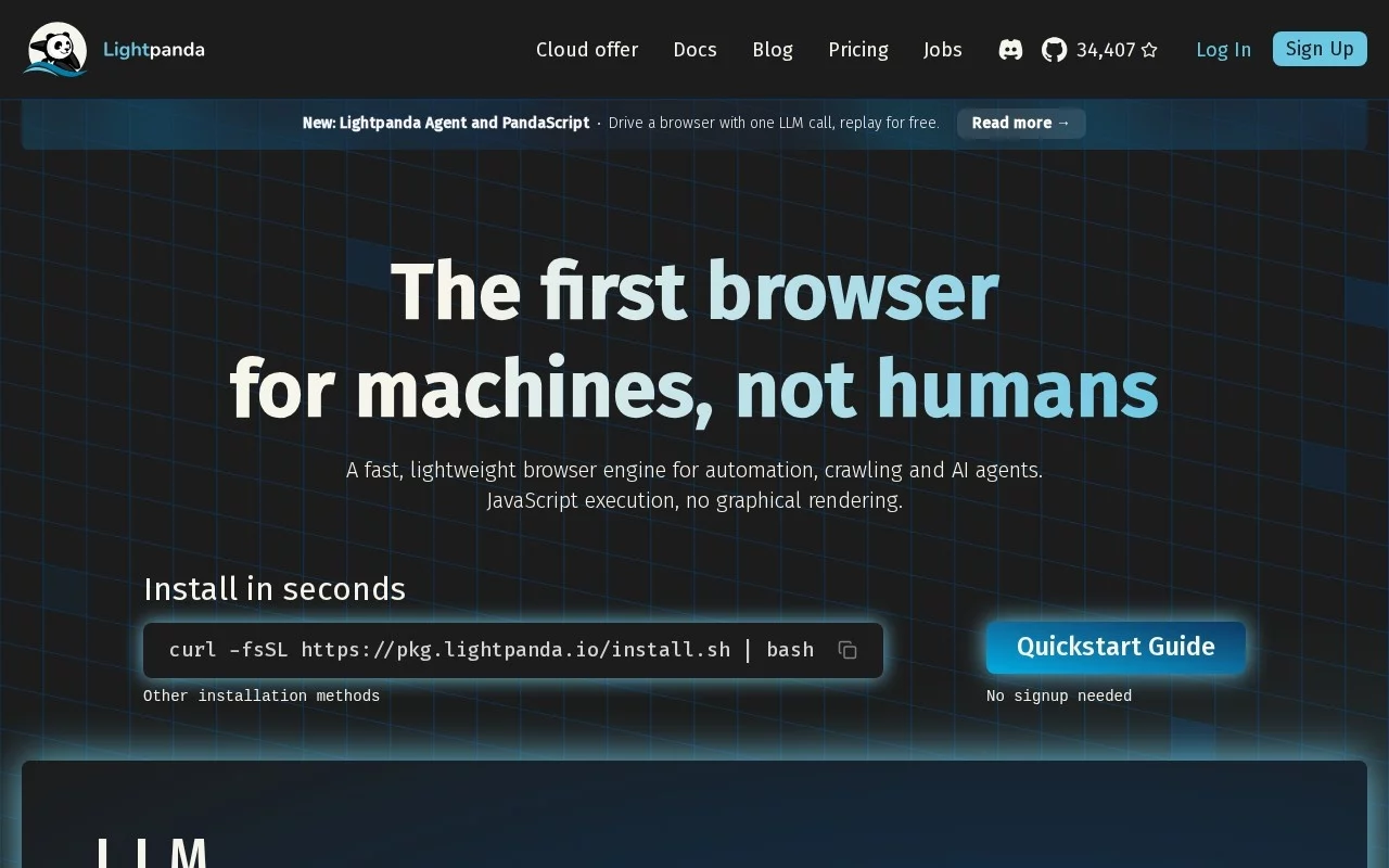Lightpanda Browser 网站预览