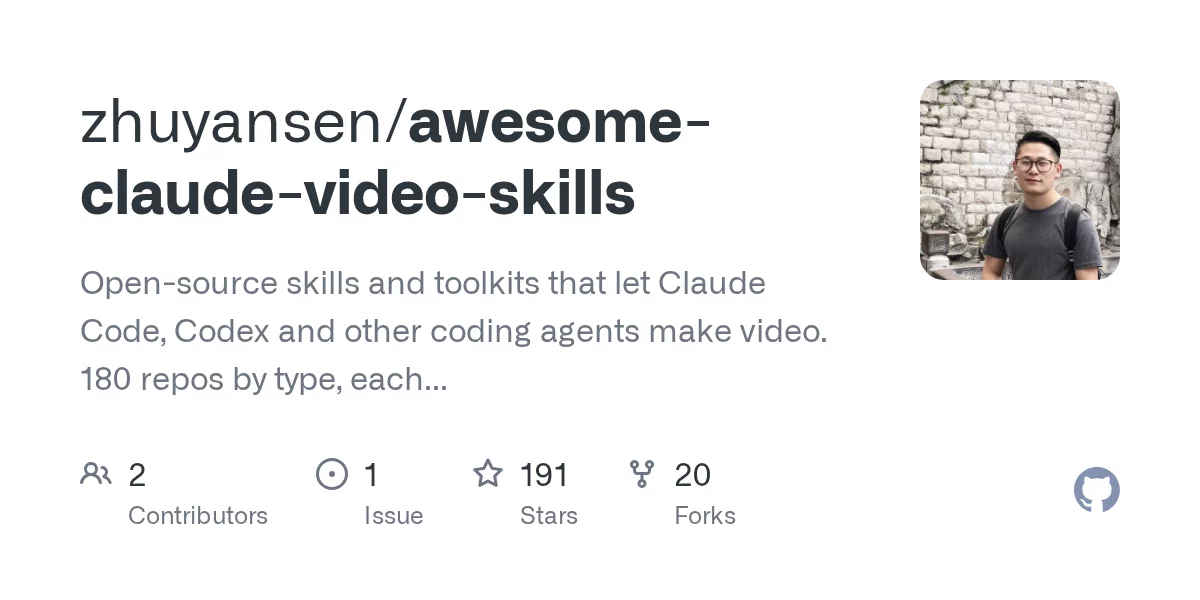 Awesome Claude Video Skills 网站预览