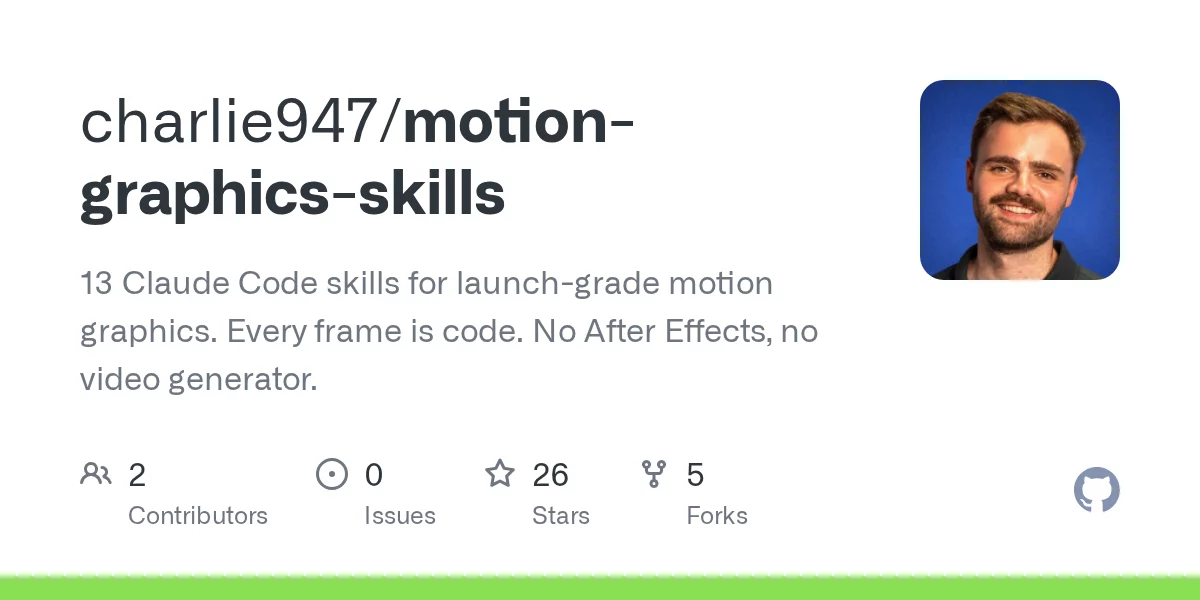 Motion Graphics Skill Pack：13 个用代码做发布级动效的 Skill 网站预览