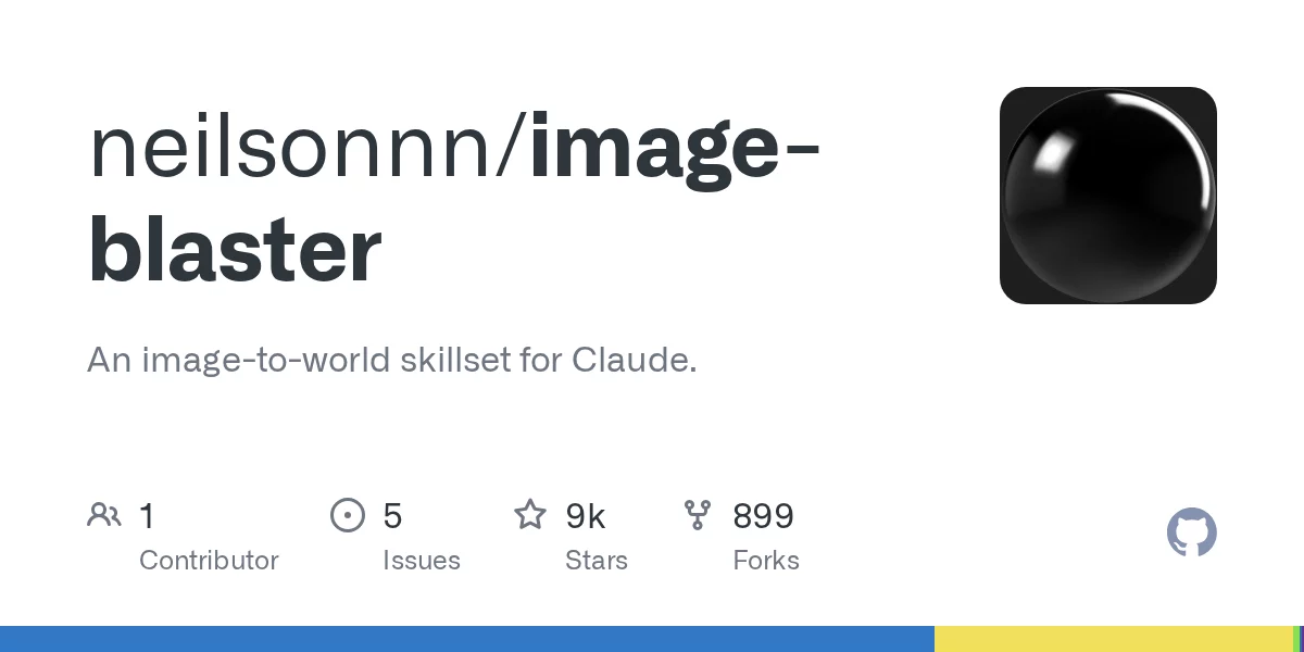 image-blaster · 一张图炸出一个可探索的 3D 世界（Claude Code 技能集） 网站预览
