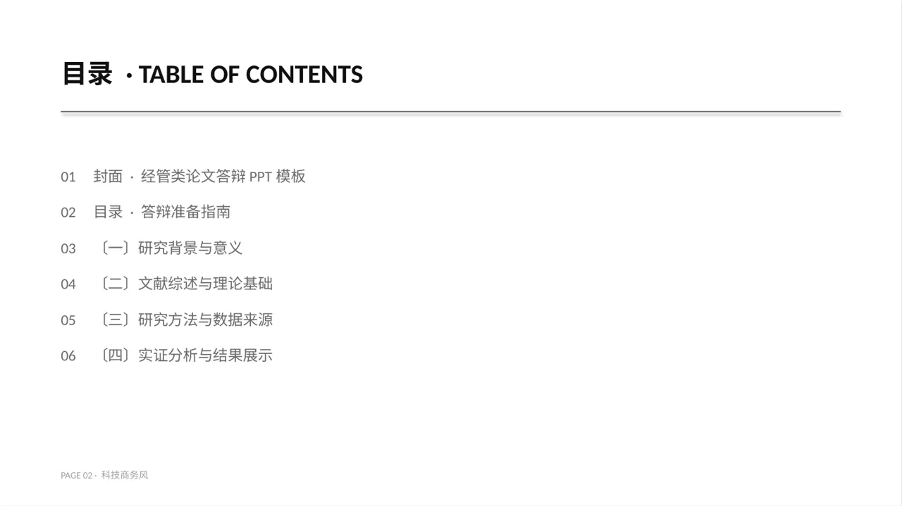 经管类论文答辩PPT模板（蓝色商务风） 第2页预览