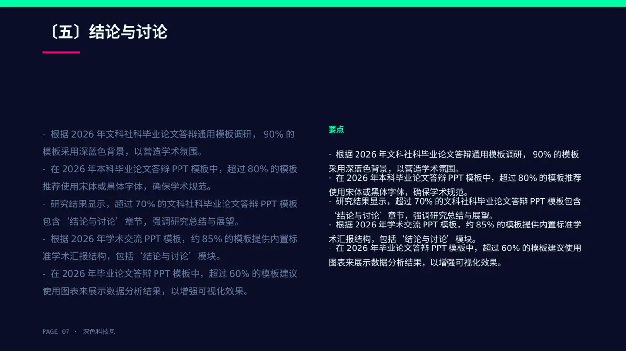 文科社科毕业论文汇报PPT模板（深色科技风） 第7页预览