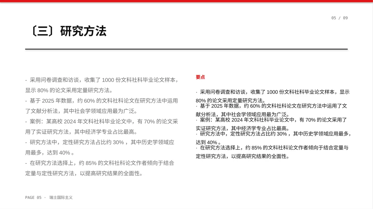 文科社科毕业论文汇报PPT模板 第5页预览
