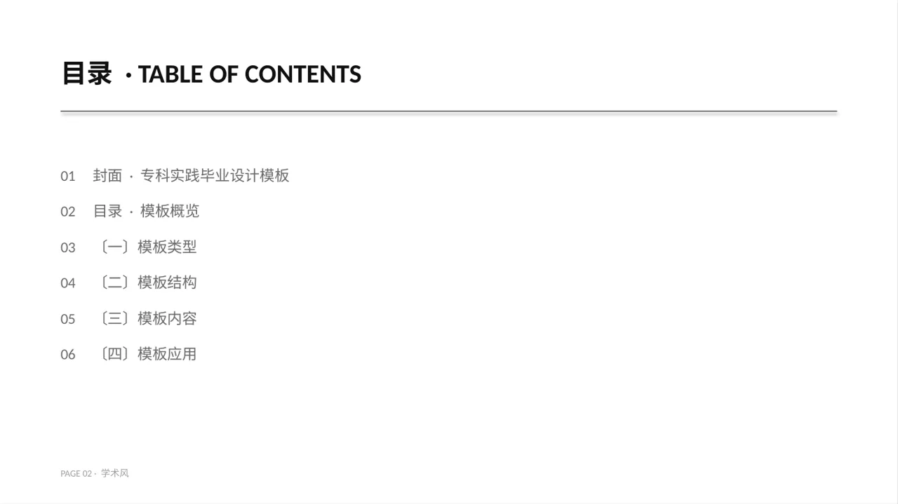 专科实践毕业设计模板PPT 第2页预览