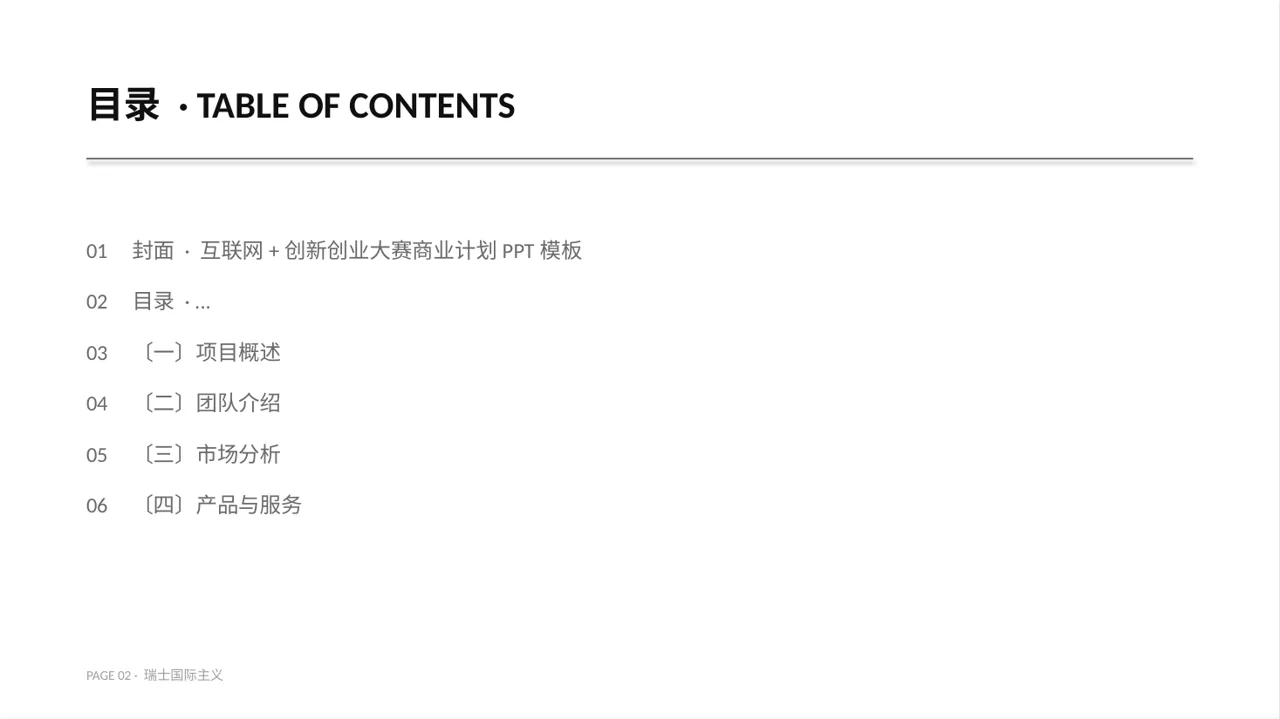 互联网+创新创业大赛商业计划PPT模板 第2页预览