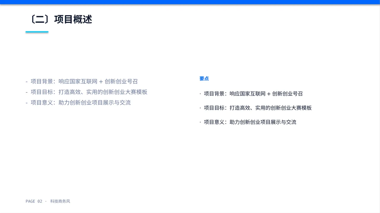 互联网+创新创业大赛模板 PPT 第2页预览