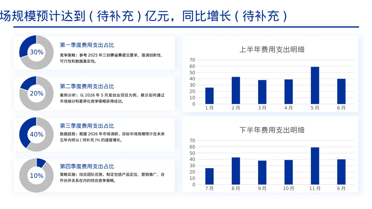 三创赛参赛答辩专用PPT模板（黄蓝几何风） 第4页预览