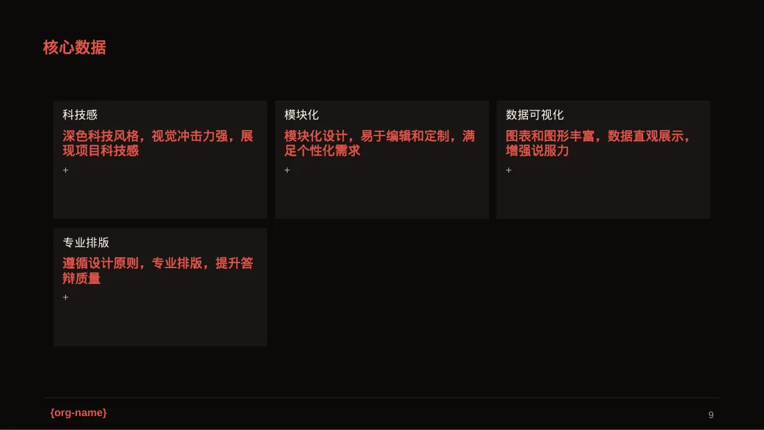 三创赛参赛答辩专用版式PPT模板（深色科技风）-2 第9页预览