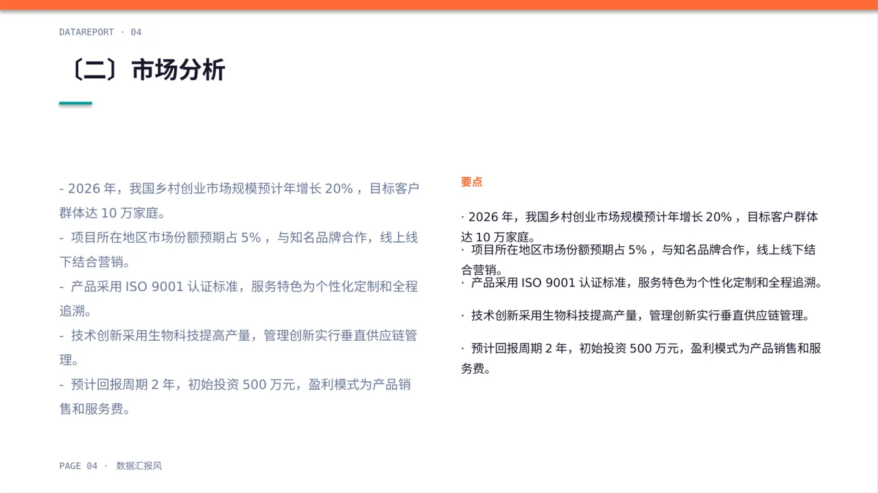 乡村创业项目参赛汇报PPT模板 第4页预览