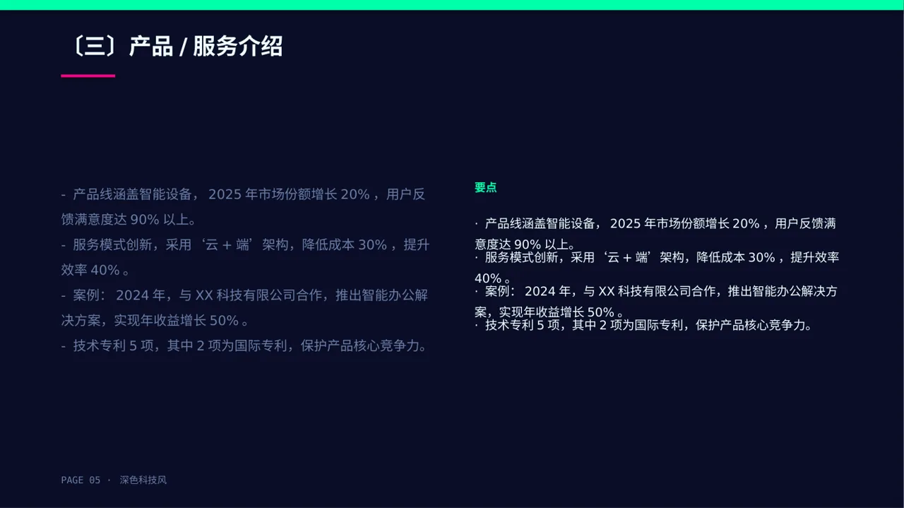 中小企业创业比赛展示 PPT模板（深色科技风） 第5页预览