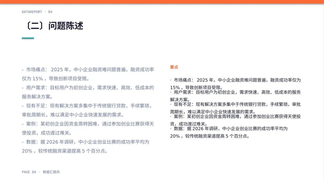中小企业创业比赛展示 PPT模板（数据图表风）-2 第4页预览