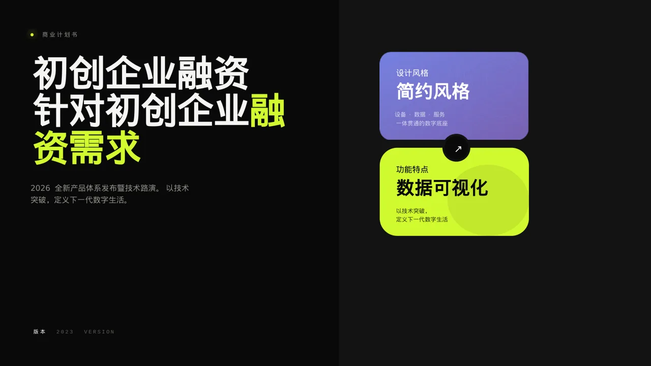初创企业融资商业计划书 PPT模板