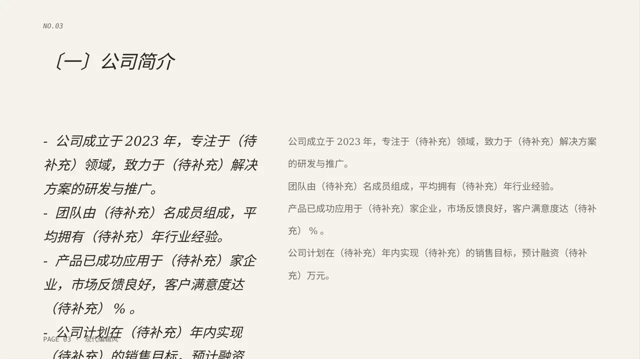 初创企业融资商业计划书PPT模板 第3页预览