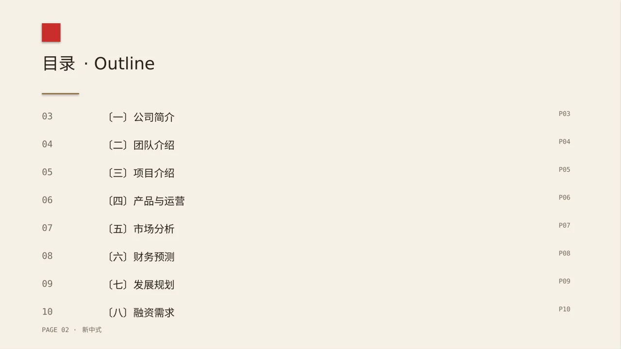 初创企业融资商业计划书PPT模板（新中式） 第2页预览