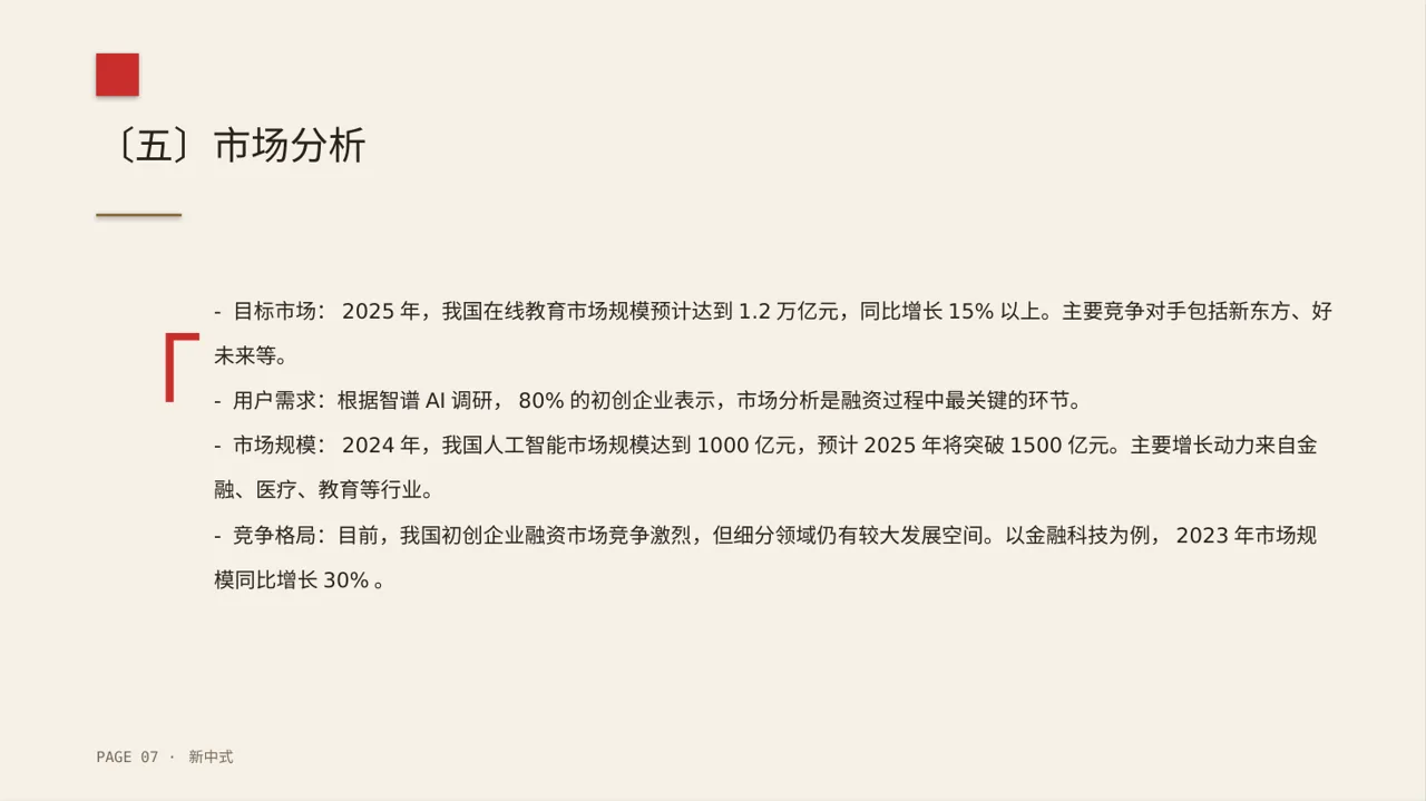 初创企业融资商业计划书PPT模板（新中式） 第7页预览
