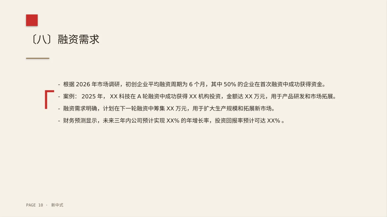 初创企业融资商业计划书PPT模板（新中式） 第10页预览