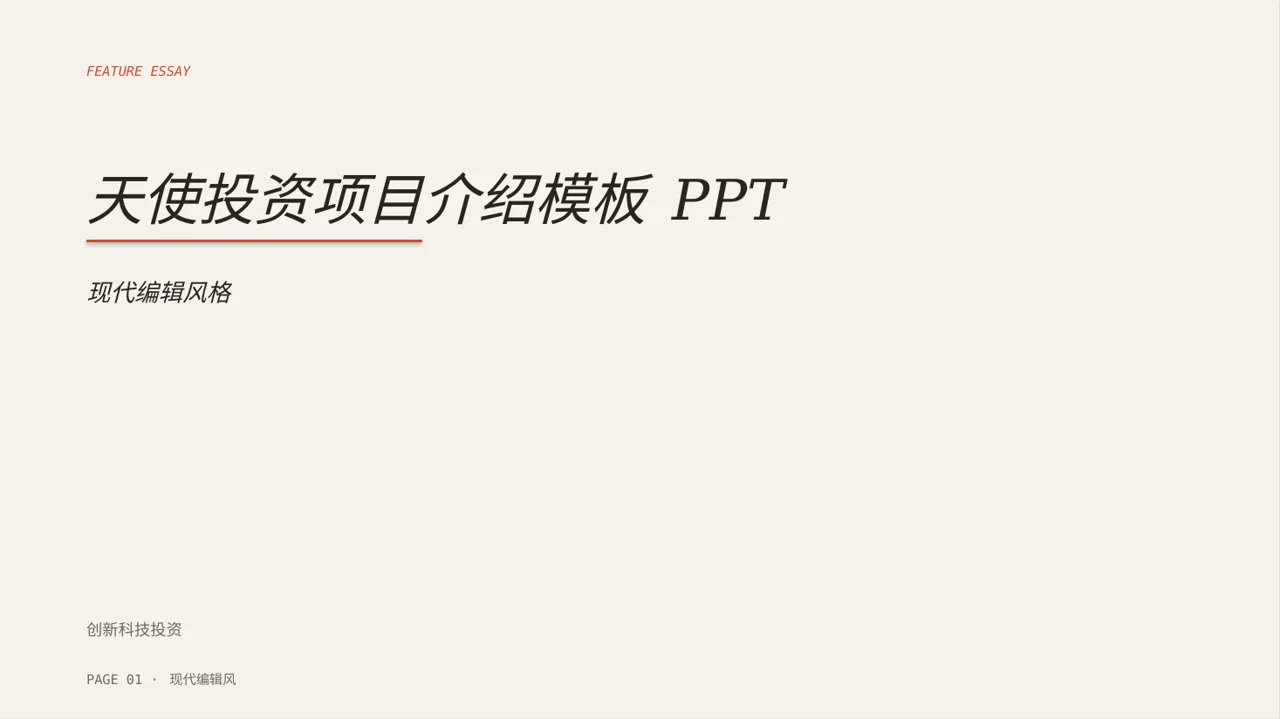天使投资项目介绍模板 PPT