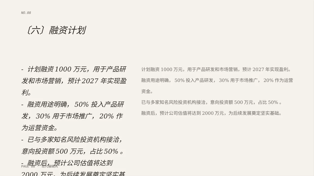 天使投资项目介绍模板 PPT 第8页预览