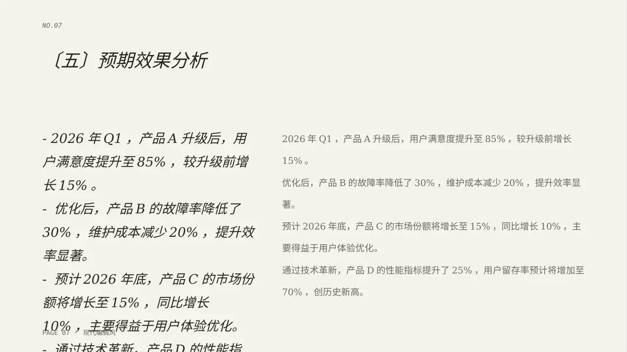 老产品优化升级汇报报告PPT模板 第7页预览