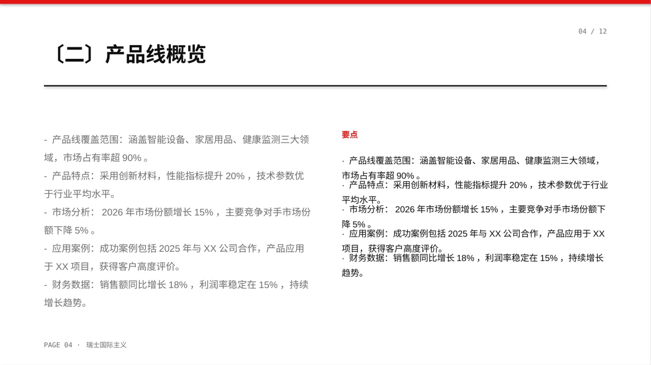 瑞士风格系列产品组合介绍PPT模板 第4页预览