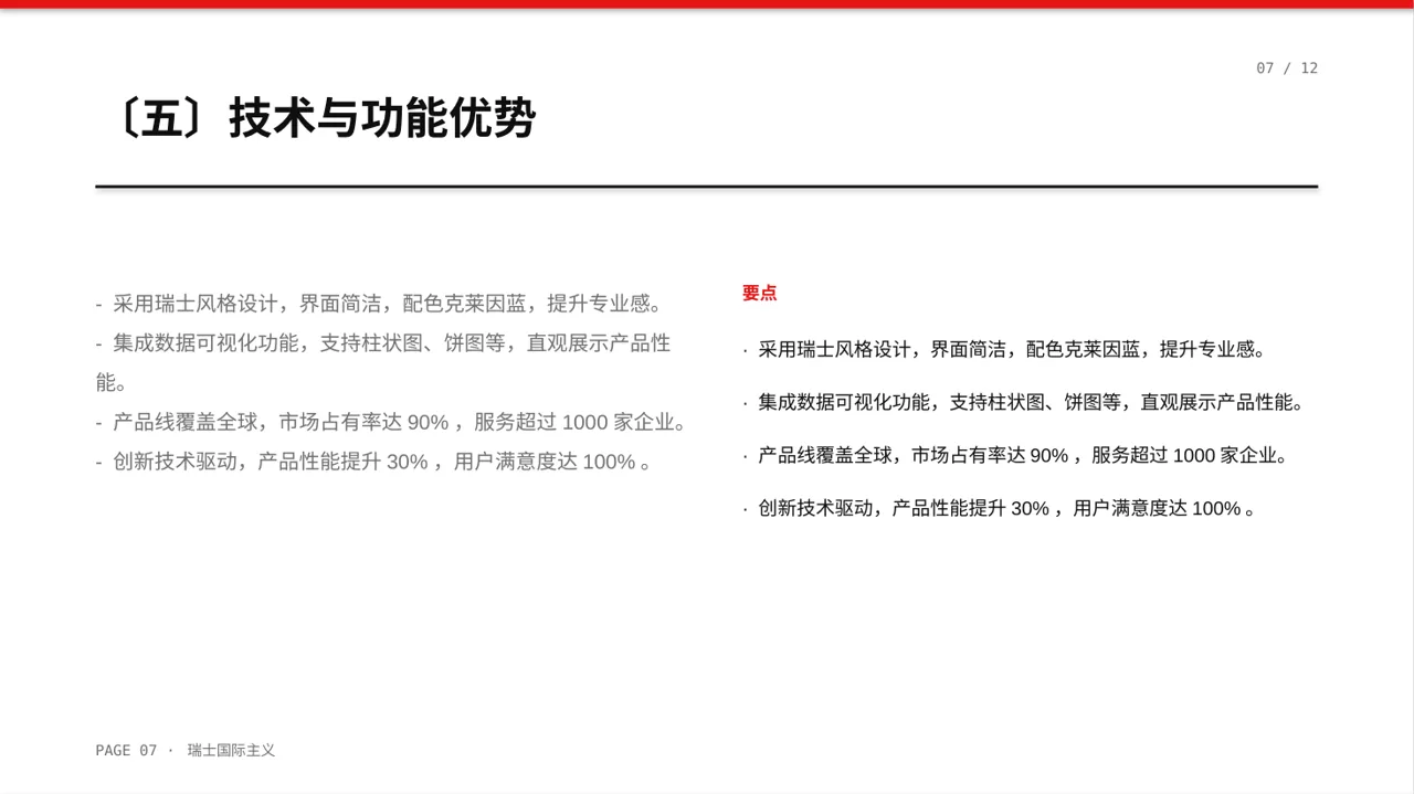 瑞士风格系列产品组合介绍PPT模板 第7页预览