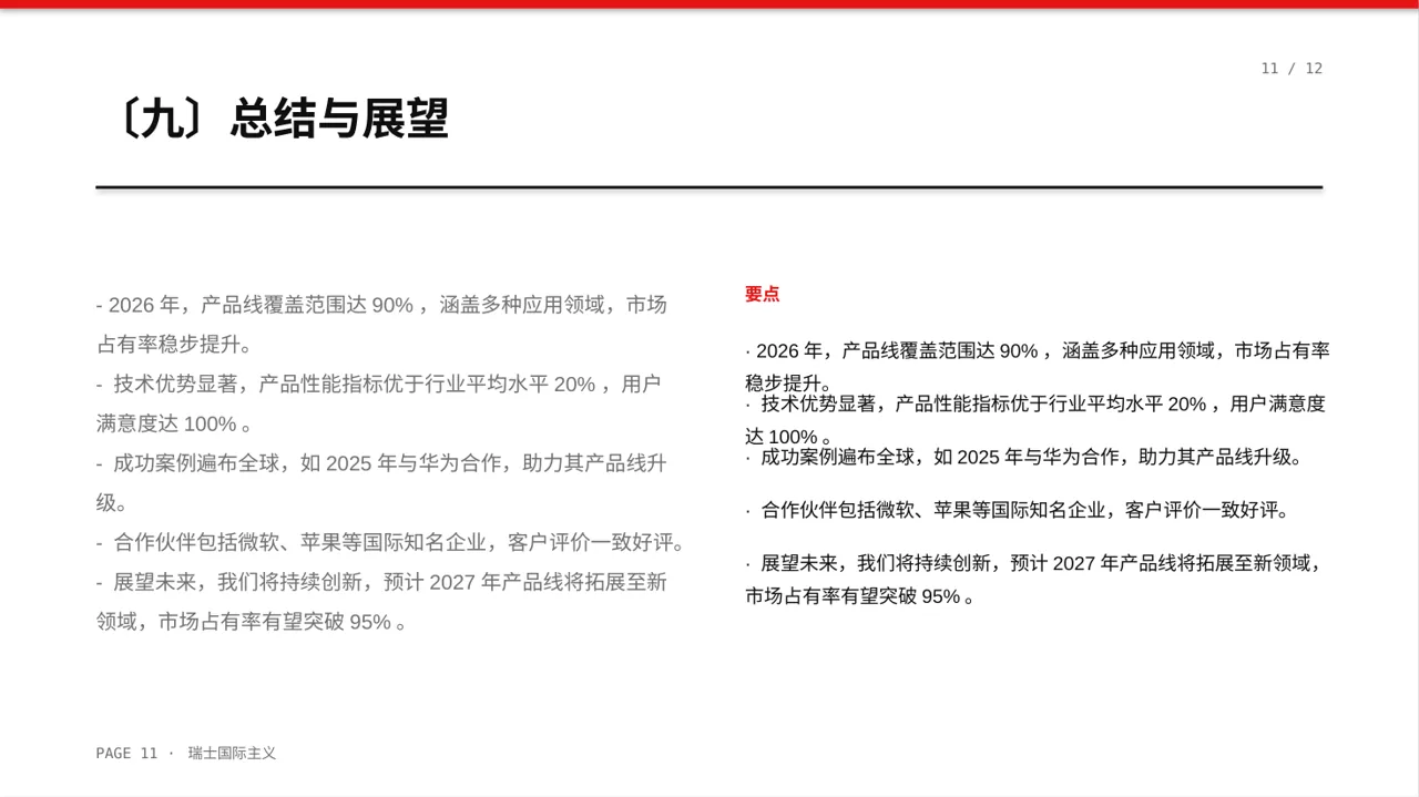 瑞士风格系列产品组合介绍PPT模板 第11页预览