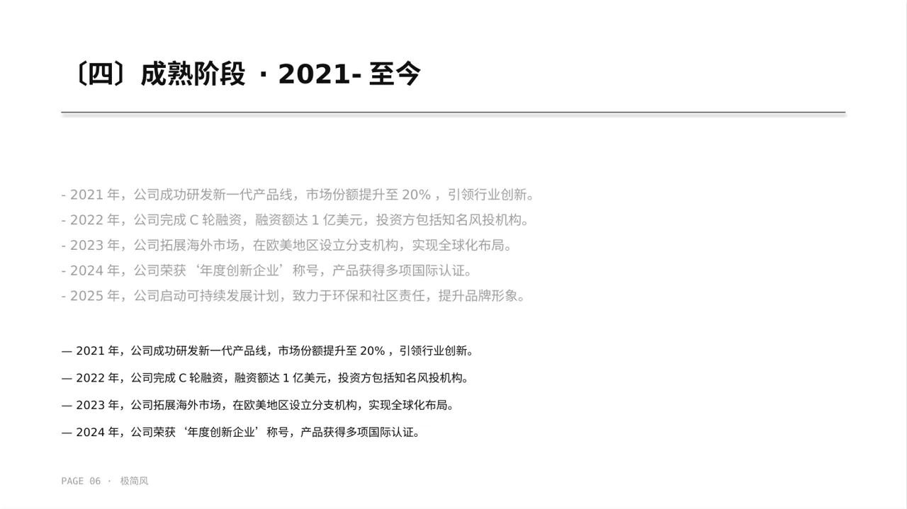 公司发展历程时间轴展示 PPT模板 第6页预览