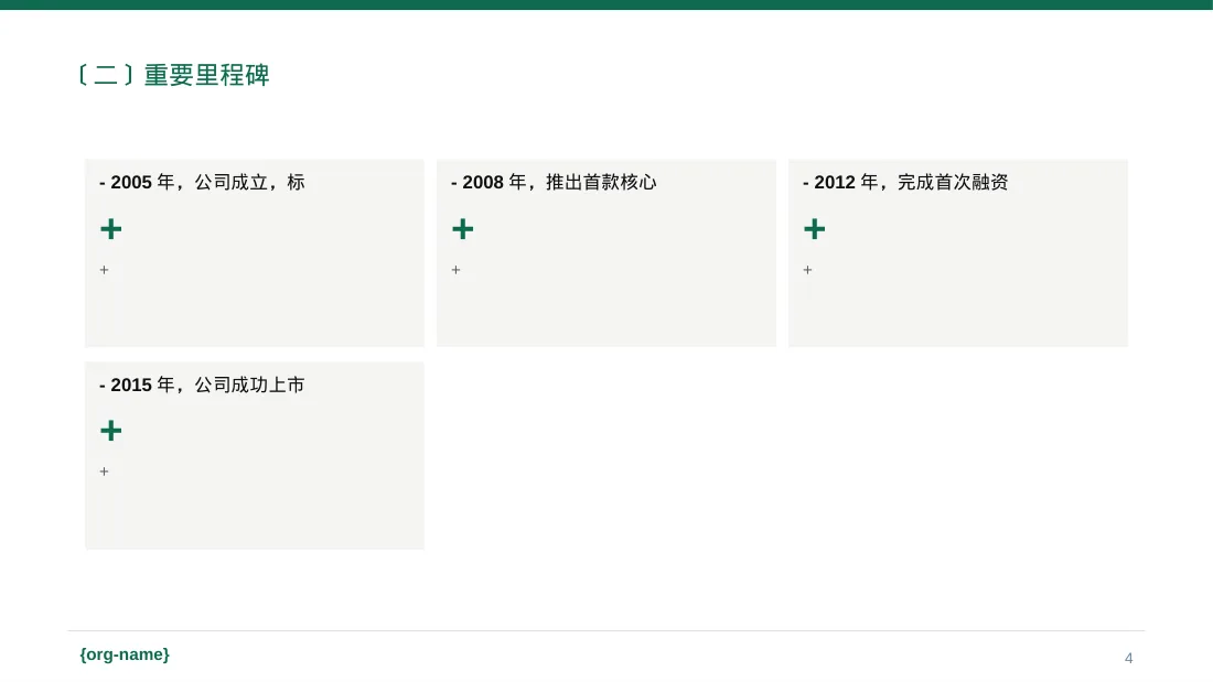 公司发展历程时间轴展示 PPT模板 第4页预览