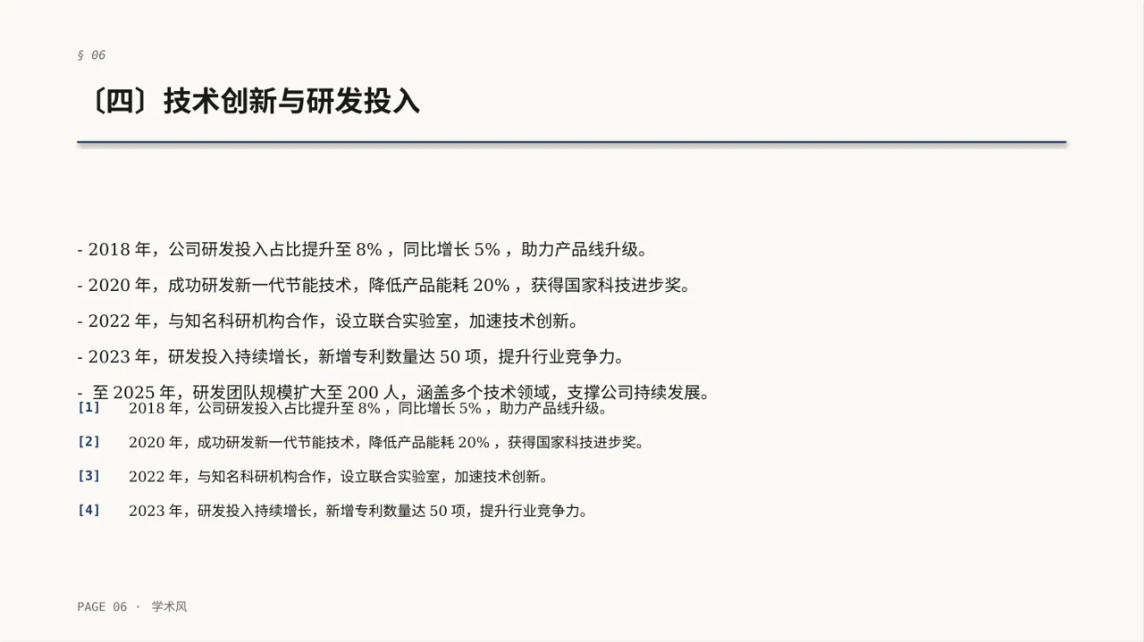 公司发展历程时间轴展示 PPT模板（深蓝学术风） 第6页预览