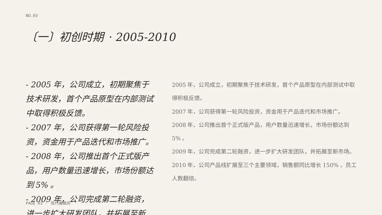 公司发展历程时间轴展示 PPT模板 第3页预览