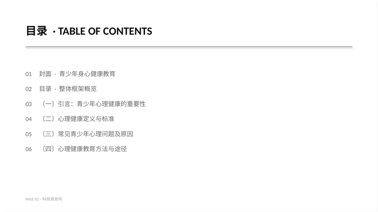 青少年身心健康教育PPT模板 第2页预览