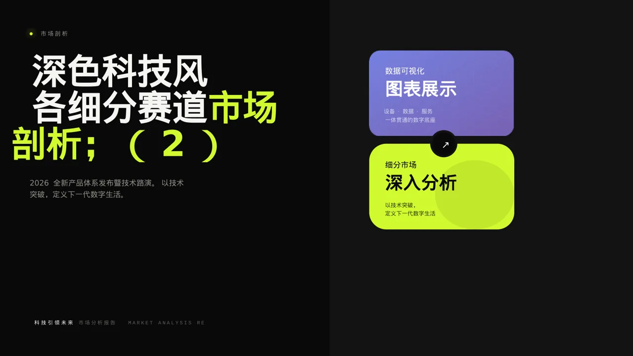 深色科技风各细分赛道市场剖析PPT模板