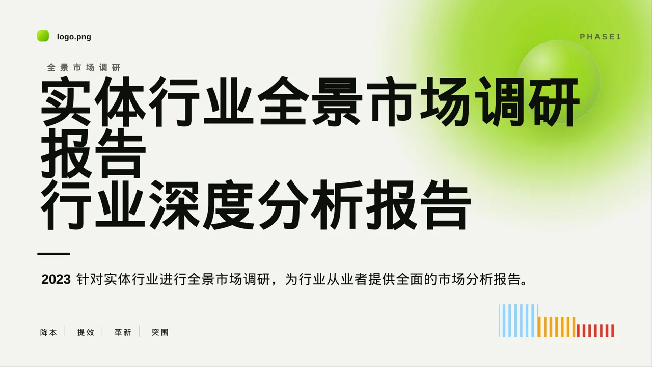 实体行业全景市场调研报告 PPT模板