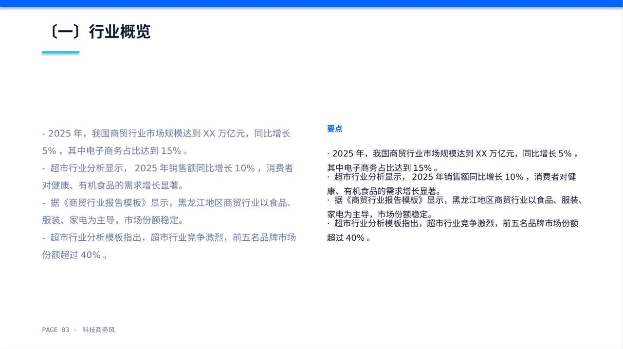 实体行业全景市场调研报告PPT模板（蓝色商务风） 第3页预览