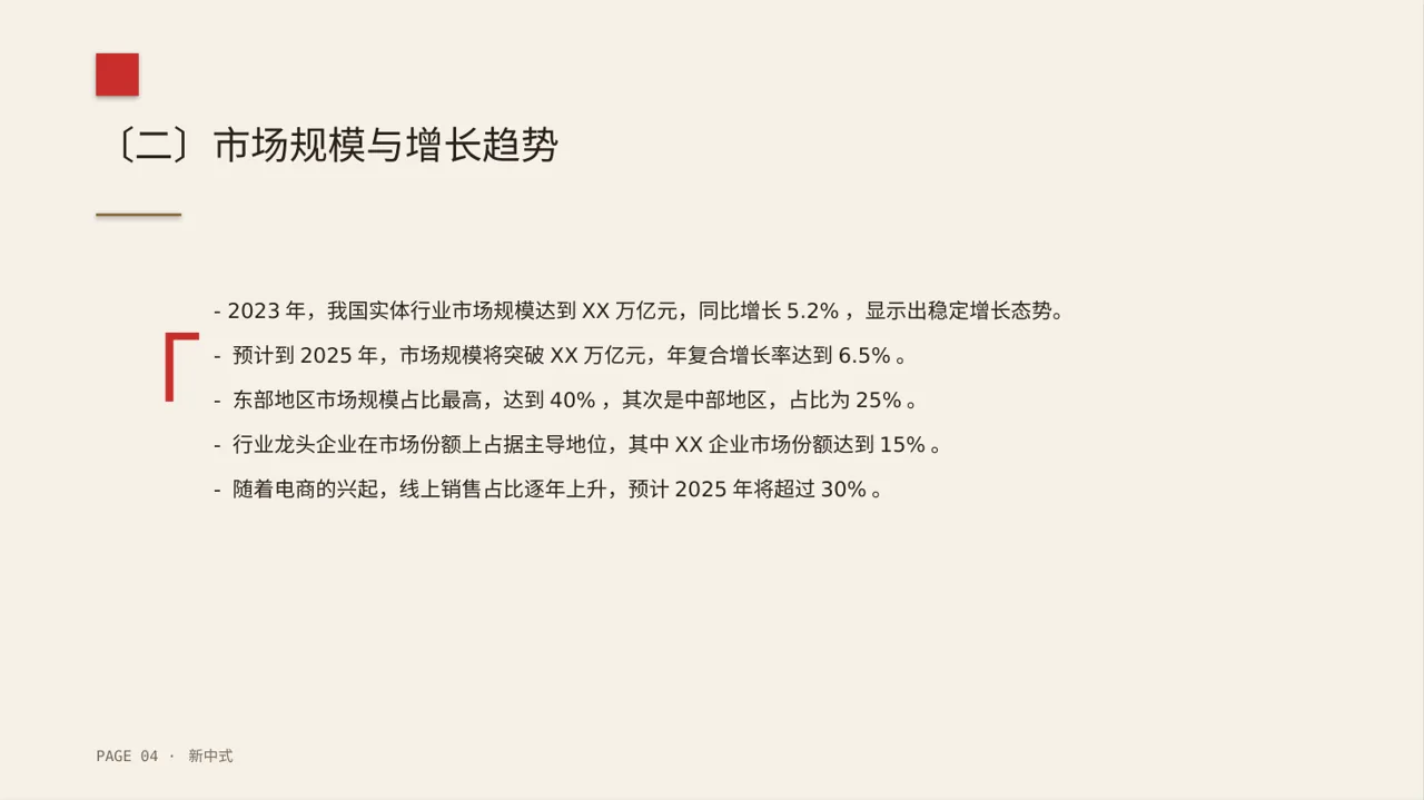 实体行业全景市场调研报告PPT模板（新中式） 第4页预览