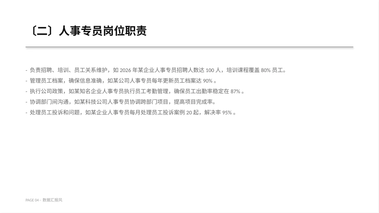 人事行政各岗位职责说明书PPT模板 第4页预览