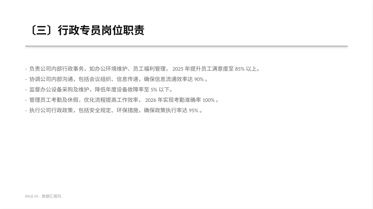 人事行政各岗位职责说明书PPT模板 第5页预览