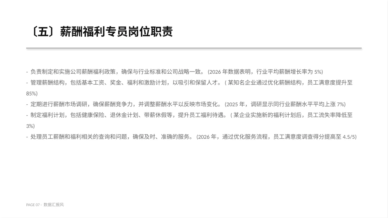 人事行政各岗位职责说明书PPT模板 第7页预览