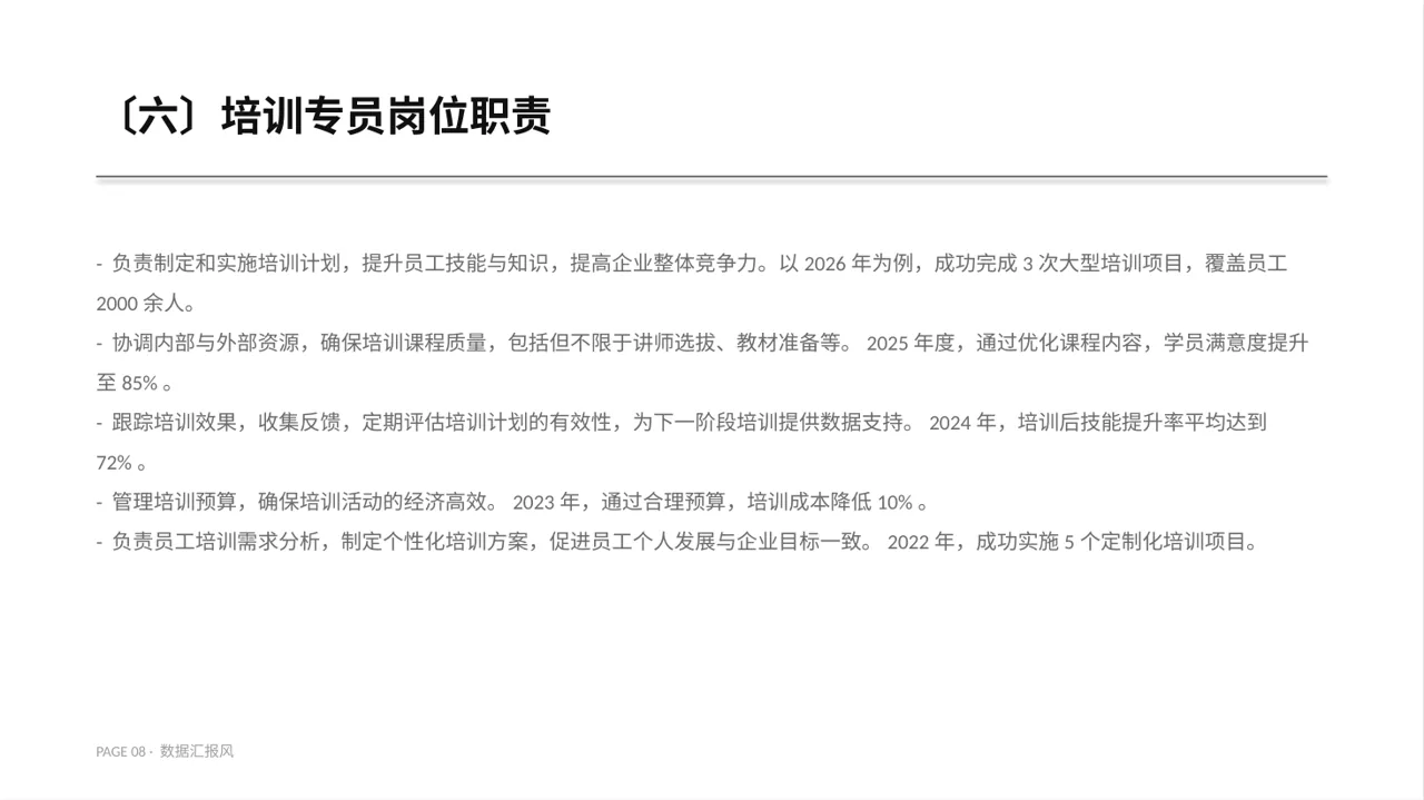 人事行政各岗位职责说明书PPT模板 第8页预览