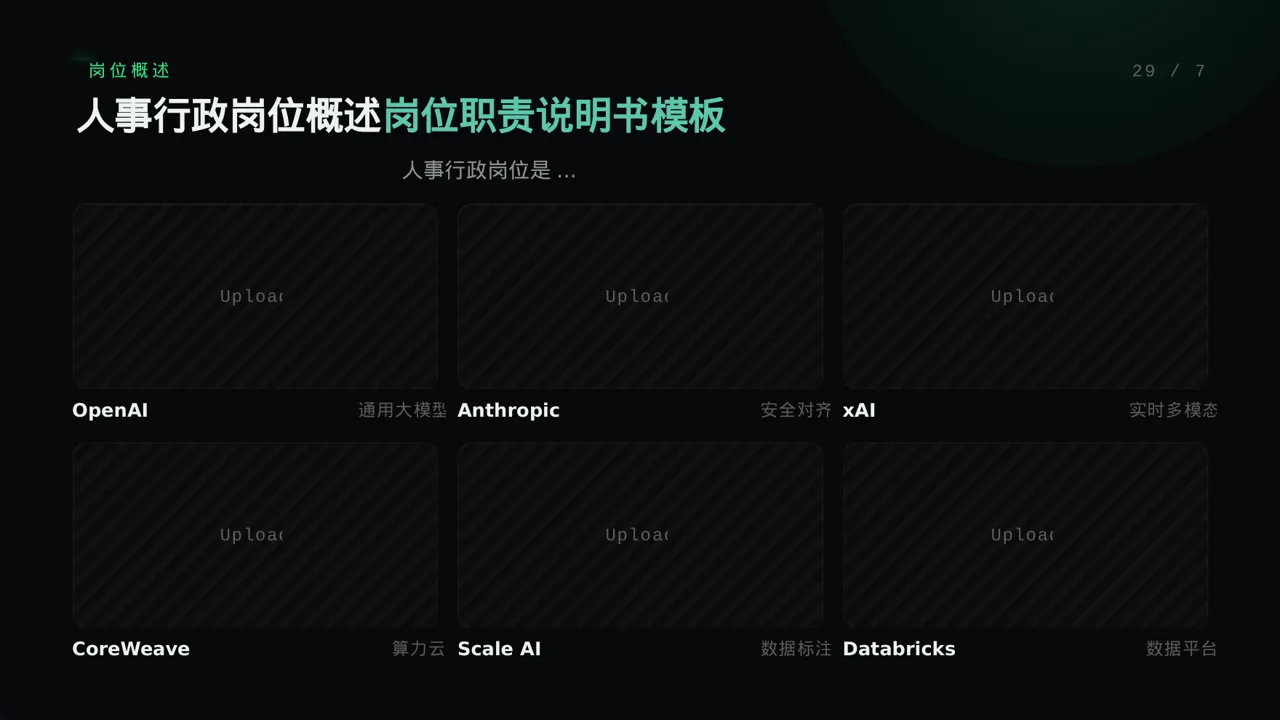 科技商务风各岗位职责说明书PPT模板 第5页预览