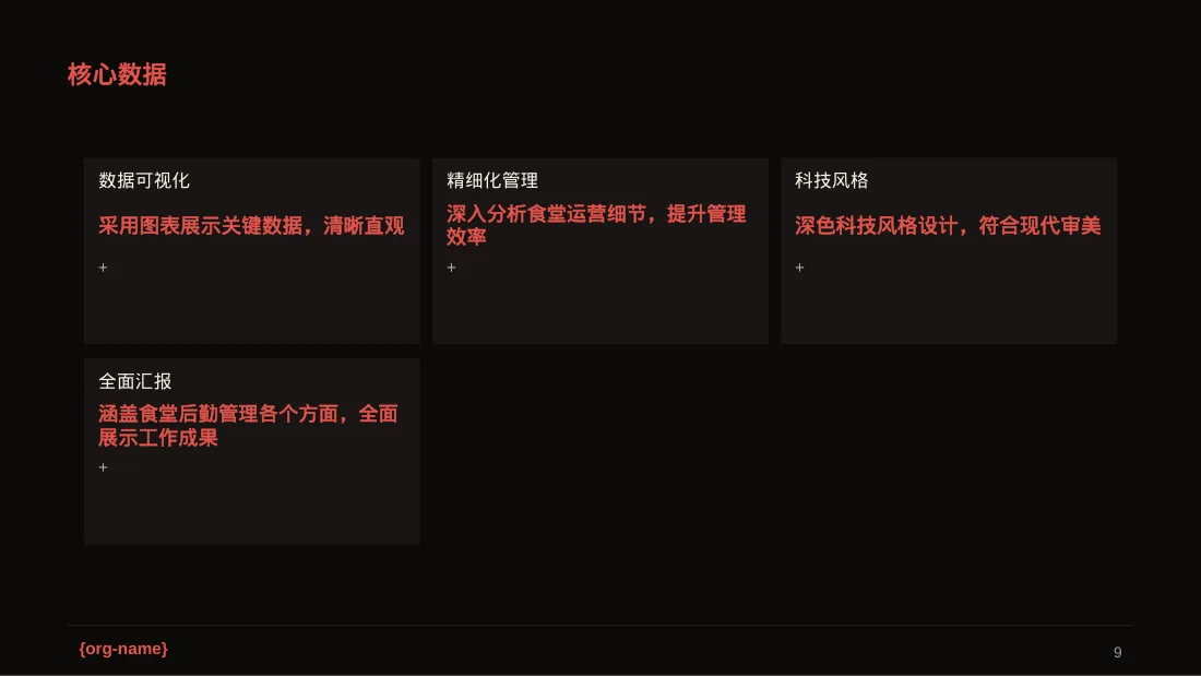 食堂后勤管理工作汇报PPT模板 第9页预览