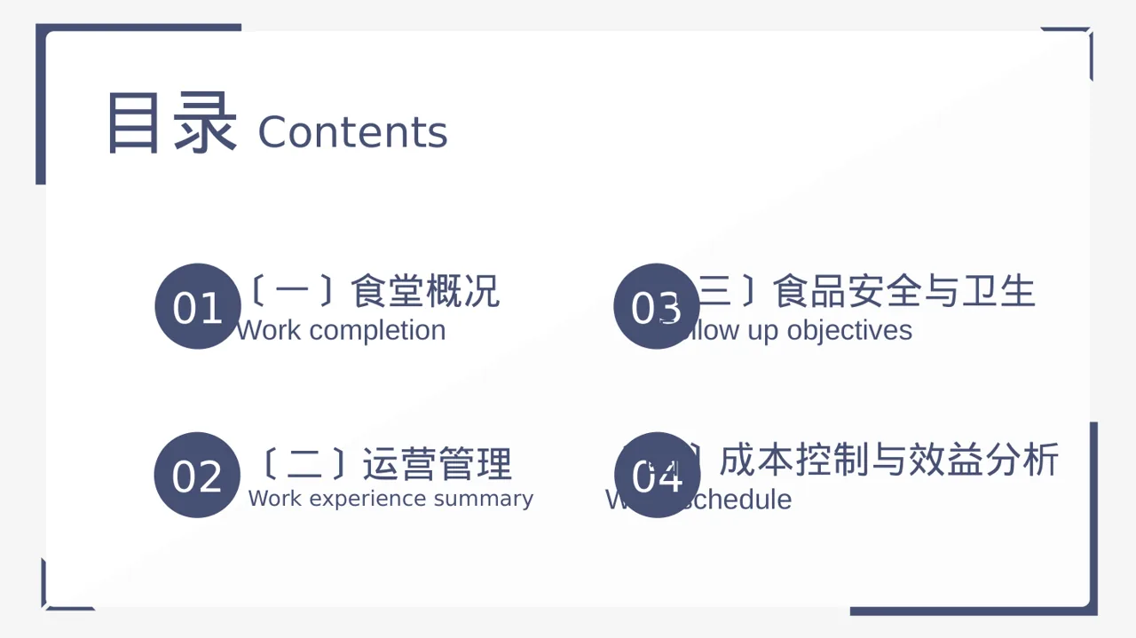 食堂后勤管理工作汇报PPT模板 第2页预览