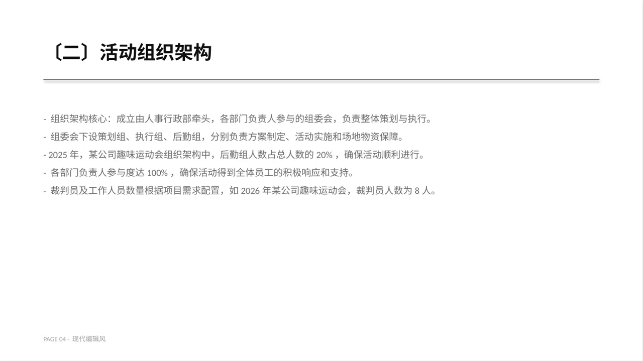 现代编辑风员工趣味运动会方案PPT模板（红黑杂志风） 第4页预览