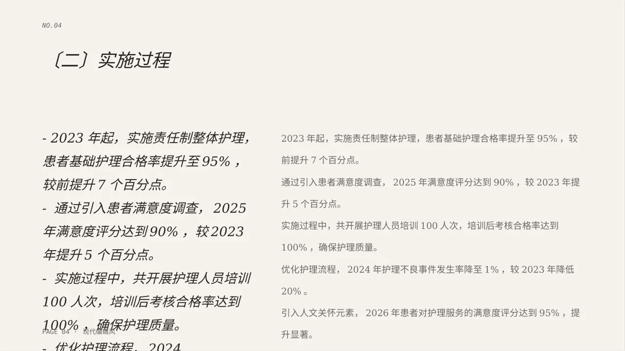 病房优质护理服务专项汇报PPT模板 第4页预览