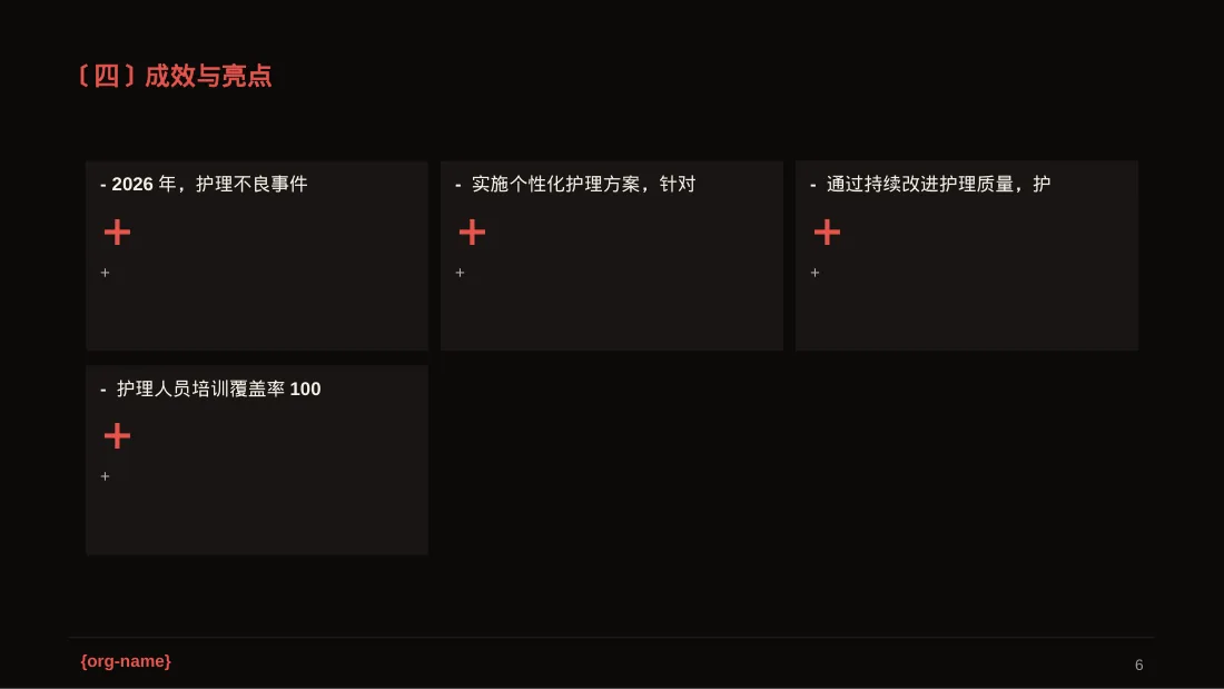 病房优质护理服务专项汇报PPT模板（深色科技风） 第6页预览