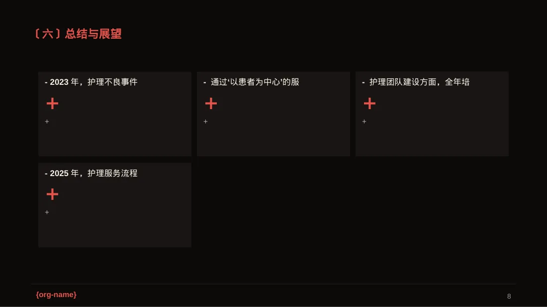 病房优质护理服务专项汇报PPT模板（深色科技风） 第8页预览
