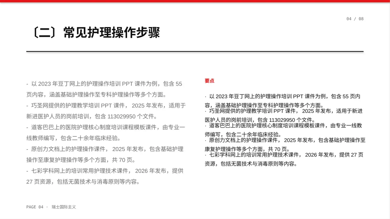 护理操作培训教学课件PPT模板 第4页预览